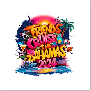 Friends Cruise 2024 Matching Flamingo Cruise Squad Posters and Art